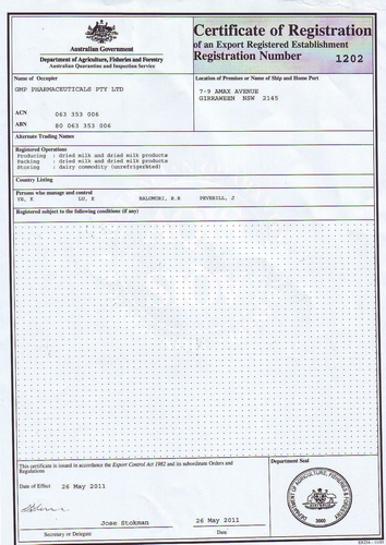 Australian GMP Pharmaceuticals is AQIS certified